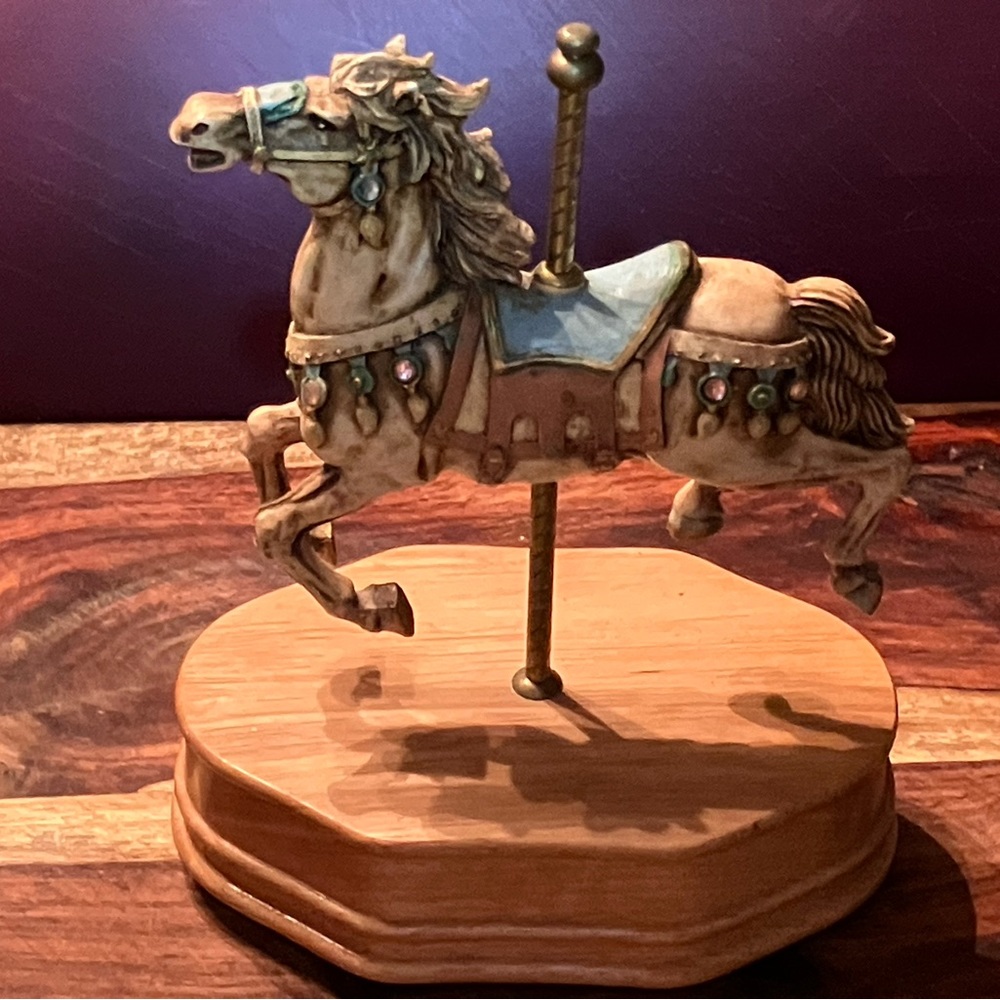 Vintage carousel horse music box